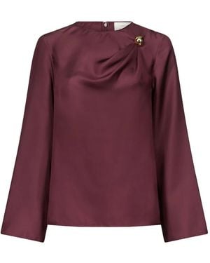 Loulou de Saison Azae Draped Brooch-Detail Blouse - Purple