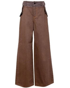Sacai Contrast-Panel Jeans - Brown