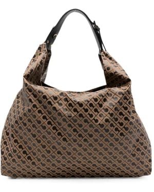 Gherardini Monogram-Print Shoulder Bag - Brown