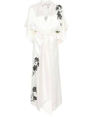 Carine Gilson Lace-Detail Silk Robe - White
