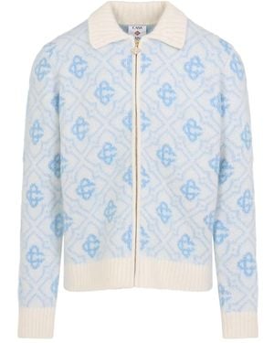 CASABLANCA Monogram Zip-up Cardigan - ブルー