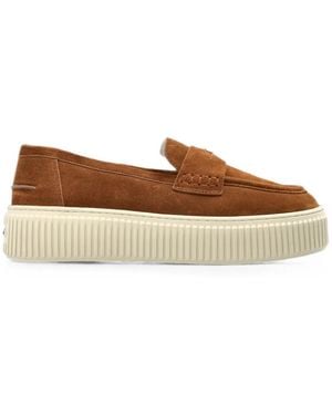 Furla Baskets Sky En Daim À Design Sans Lacets - Marron