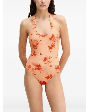 Marc O' Polo Floral-Print Halterneck Swimsuit - Orange