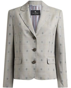Etro Prince Wales Single-Breasted Blazer - Grey