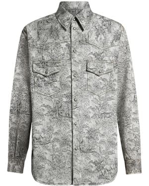 Etro Linen Denim Shirt Jacket - Grey