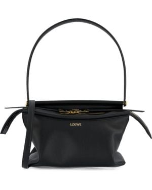 Loewe Small Whisker Leather Tote Bag - Black
