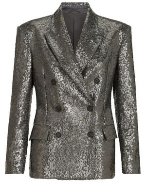 Brunello Cucinelli Dazzling Texture Embroidery Blazer - Grey