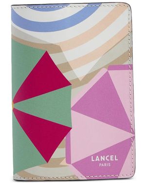 Lancel Beach Geometric-Pattern Leather Passport Holder - Pink