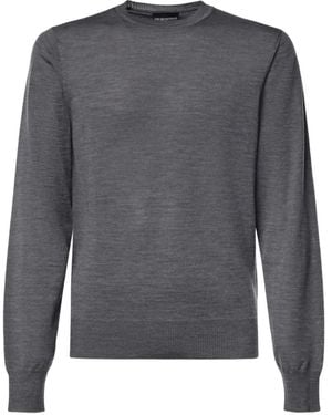 Emporio Armani Logo-Embroidered Fine-Knit Jumper - Grey