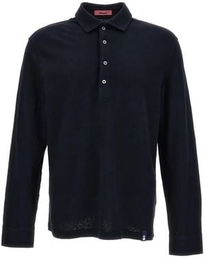 Drumohr Long-Sleeve Polo-Style Shirt - Blue