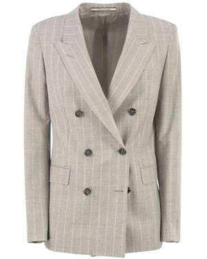 Tagliatore Double-Breasted Pinstripe Blazer - Gray
