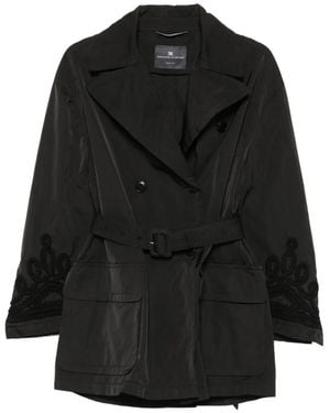 Ermanno Scervino Abrigo Bordado Con Doble Botonadura - Negro