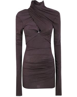 Entire studios Draped-Design High-Neck Top - Purple