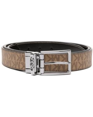 Michael Kors Logo-Print Reversible Belt - Black