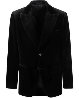 Lardini Velvet Peak-Lapel Blazer - Black