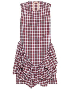 N°21 Plaid-Pattern Midi Dress - Red