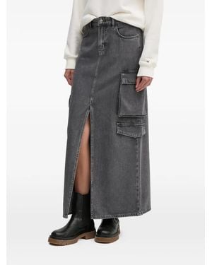 Sisley Slit Cargo-Pocket Maxi Skirt - Gray