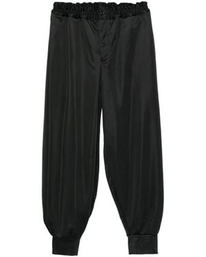 Comme des Garçons Elasticated-Waistband Tapered Trousers - Black
