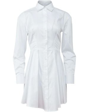 Fleur du Mal Poplin Pleated Shirt Mini Dress - White