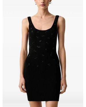 ARMANI EXCHANGE Bead-Embellished Ribbed-Knit Dress - Black
