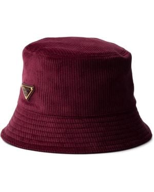 Prada Cappello Bucket A Coste - Rosso