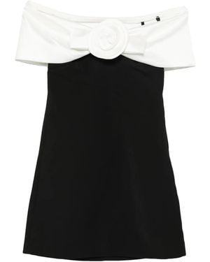 Self-Portrait Floral-Appliqué Mini Dress - Black