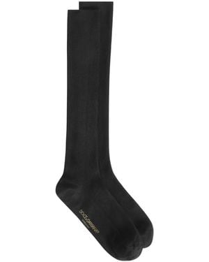 Dolce & Gabbana Ribbed Knee-High Socks - Black