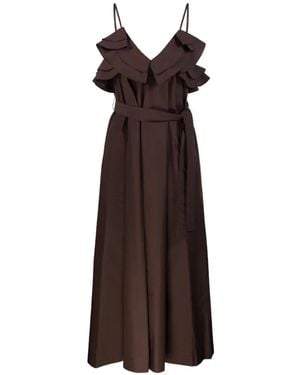 P.A.R.O.S.H. Ruffled Midi Dress - Brown