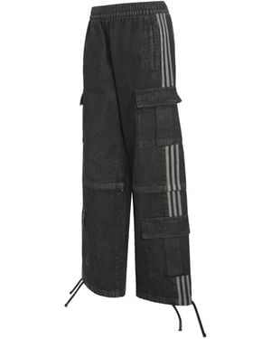 adidas Side-Stripe Cargo-Pocket Jeans - Black