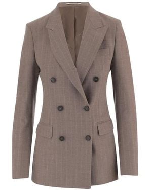 Tagliatore Pinstripe Double-Breasted Blazer - Brown