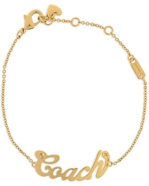 COACH Bracelet À Plaque Et Cœur - Metallic