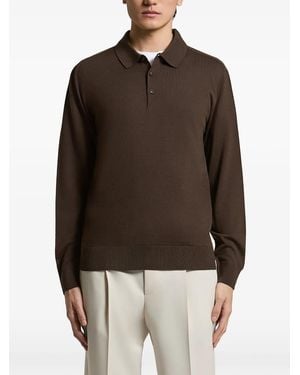 Peserico Long-Sleeve Polo Shirt - Brown