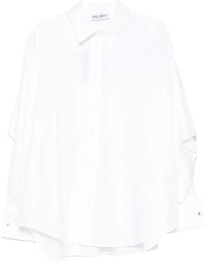 The Attico Camisa Con Logo Bordado Y Efecto De Capa - Blanco