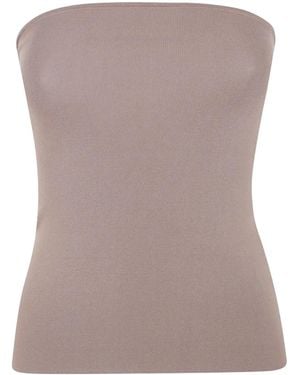 Entire studios Ribbed-Knit Strapless Top - Brown