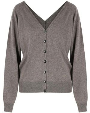 Lisa Yang V-Neck Cashmere Cardigan - Grey