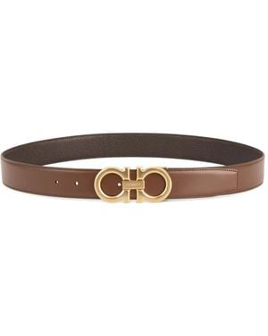 Ferragamo Gancini-Buckle Reversible Belt - White