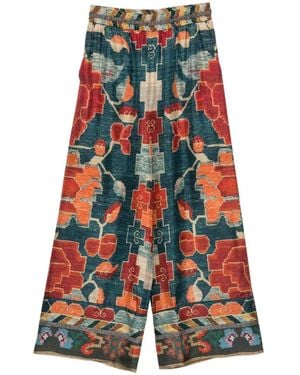 Pierre Louis Mascia Geometric-Print Wide-Leg Trousers - White