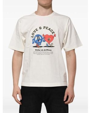 Dolce & Gabbana Graphic-Print Cotton T-Shirt - White