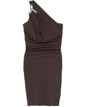 Rick Owens ワンショルダー ドレープドレス - ブラウン