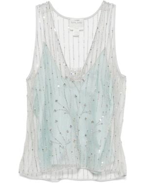 forte_forte Tulle Top With Embroidered “Firefly” Detailing - Blue