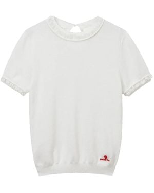 ShuShu/Tong Ruffle-Trim Logo-Embroidered T-Shirt - White