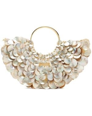 Vanina Round-Handle Shell Tote Bag - Natural