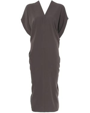 MM6 by Maison Margiela Draped Midi Dress With V-Neckline - Grey