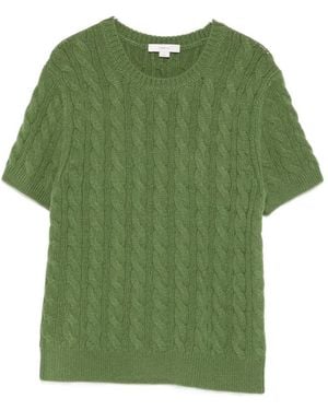 Vince Cable-Knit Short-Sleeve T-Shirt - Green