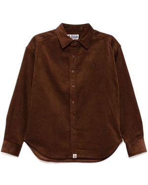 A Bathing Ape Logo-Patch Corduroy Shirt - Brown