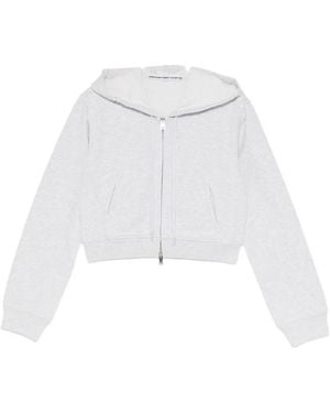 Alexander Wang Cropped Zip-Up Hoodie - White