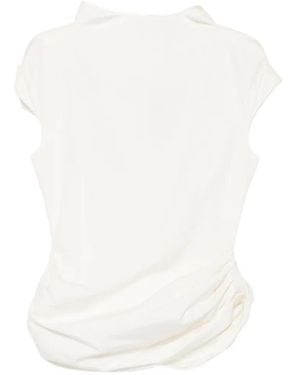 Magda Butrym Draped Cap-Sleeve Blouse - White
