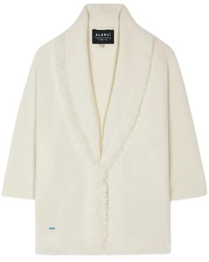 Alanui Finest Fringed Shawl-Collar Cardigan - White