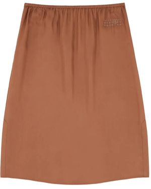 MM6 by Maison Margiela Satin Midi Skirt - Brown