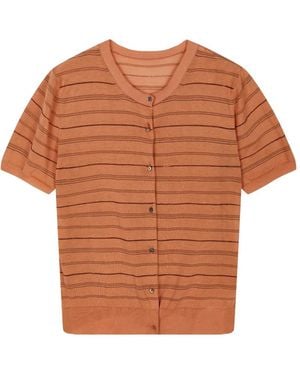 JNBY Striped Short-Sleeve Cardigan - Brown